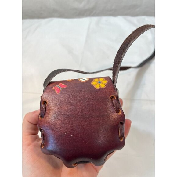 VTG Mini Tooled Leather Purse Mexico Crossbody Bag Stamped Painted - Picture 11 of 13